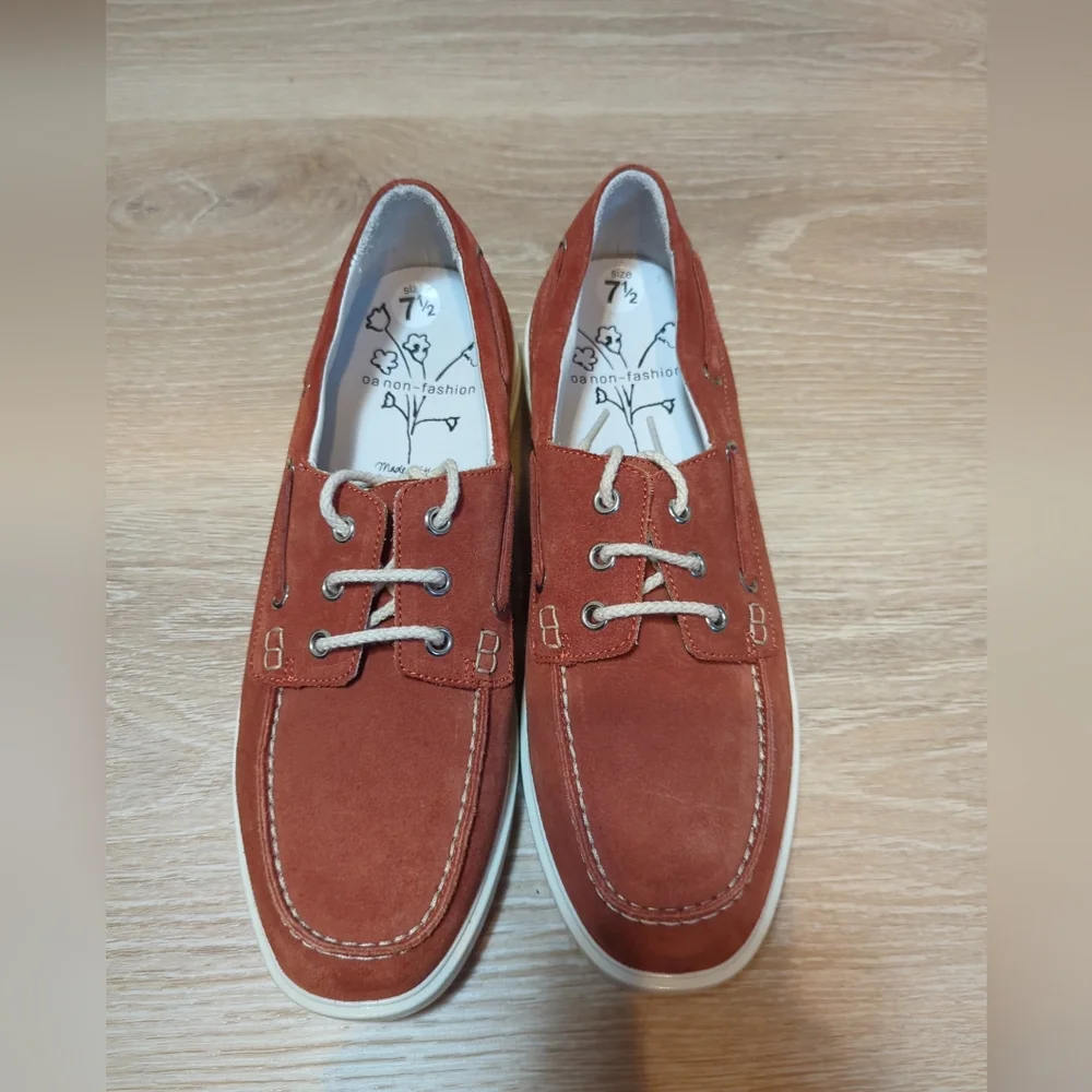 Women's Casamadre Boat Shoes Sneakers Rustic Red suede Moc Oxford Loafers 7.5